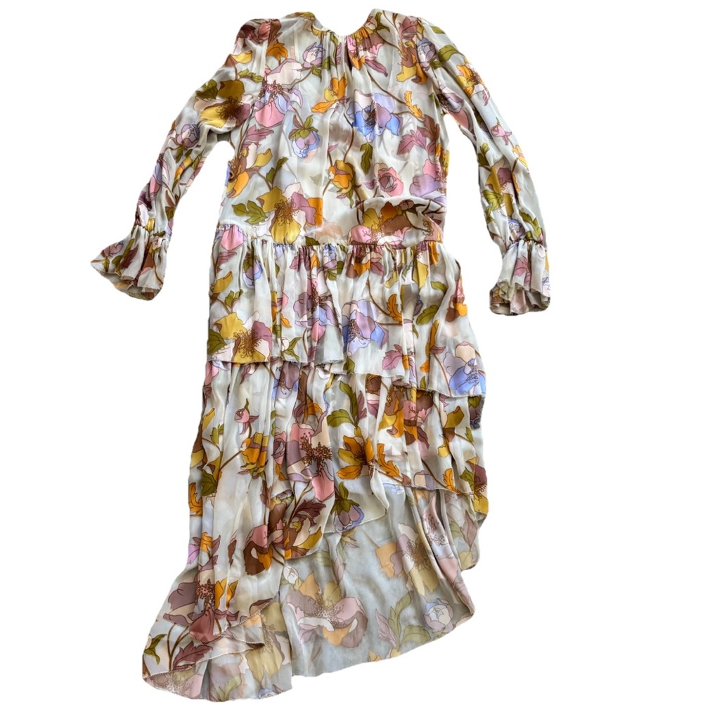 ZIMMERMANN Tempo Asymmetric Tiered Ruffle Dress Size 0 Artsy Boho Chic Flirty - Picture 2 of 9
